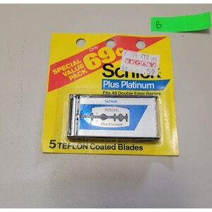 Vintage Schick Plus Platinum Razor‎ Blade Pack of 5 Blades New Old Stock B